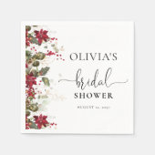 クリスマスレッドポインセチアブライダルシャワー スタンダードカクテルナプキン (正面)