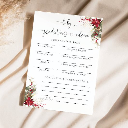 クリスマスレッドポインセチア予測カード