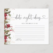 クリスマスレッドポインセチア日付ナイトアイディアカード (正面)