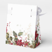クリスマスレッドポインセチア結婚式の引き出物ボックス フェイバーボックス (裏面サイド)