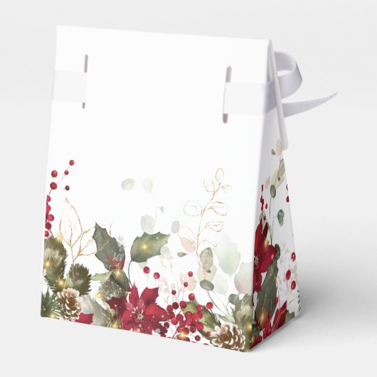 クリスマスレッドポインセチア結婚式の引き出物ボックス フェイバーボックス (裏面サイド)