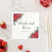 クリスマスレッドポインセチア結婚花 スタンダードカクテルナプキン (インサイチュ)