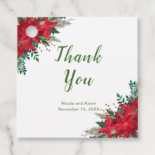 クリスマスレッドポインセチア結婚花 フェイバータグ (正面)