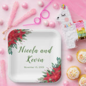 クリスマスレッドポインセチア結婚花 ペーパープレート (パーティー)