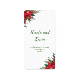 クリスマスレッドポインセチア結婚花 ラベル