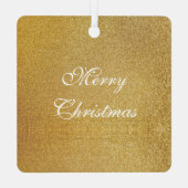 クリスマスレッドポインセチア花と金ゴールドグリッター メタルオーナメント (裏面)