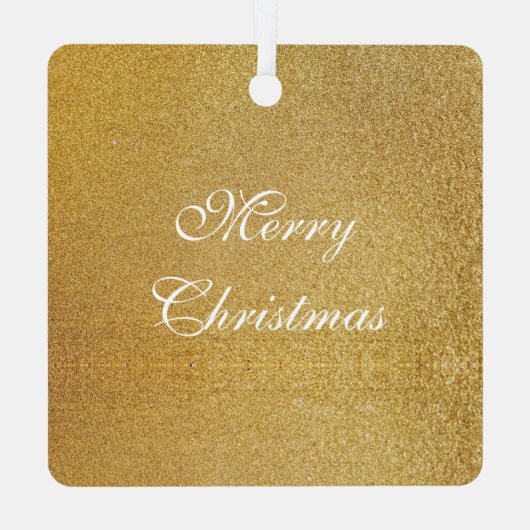 クリスマスレッドポインセチア花と金ゴールドグリッター メタルオーナメント (裏面)