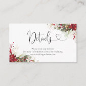 クリスマスレッドポインセチア赤ちゃんシャワー詳細 エンクロージャーカード (正面)