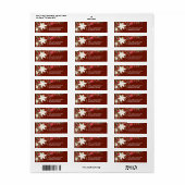 クリスマスレッドポインセチア&パイン差出人住所 ラベル (フルシート)