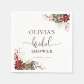 クリスマスレッドポインセチア ブライダルシャワー スタンダードカクテルナプキン (正面)