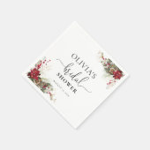 クリスマスレッドポインセチア ブライダルシャワー スタンダードカクテルナプキン (角)