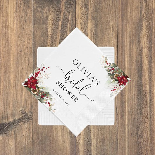 クリスマスレッドポインセチア ブライダルシャワー スタンダードカクテルナプキン