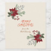 クリスマスレッドポインセチア ワインラベル (シングルラベル)