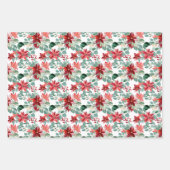 クリスマスレッドポインセチアEucalyptus水彩 ラッピングペーパーシート (正面)