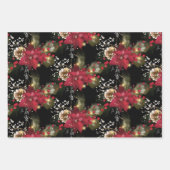 クリスマスレッドポインセチアEucalyptus Holly Berry ラッピングペーパーシート (正面2)
