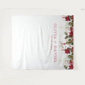 クリスマスレッドポインセチ結婚アのバックドロップ タペストリー (正面(横))