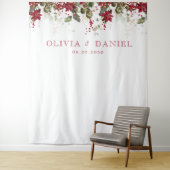 クリスマスレッドポインセチ結婚アのバックドロップ タペストリー (インサイチュ)