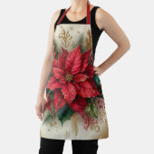 クリスマスレッドポインセティアオールオーバープリントエプロン エプロン (インサイチュ)