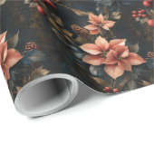 クリスマスレッドポインセティアス ラッピングペーパー (ロールコーナー)