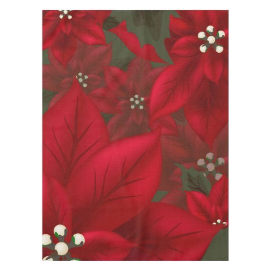 クリスマスレッドポインセティアテーブルクロス テーブルクロス (正面)