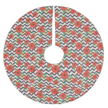 クリスマスレッドポインセティアブラック&ホワイトシェブロン