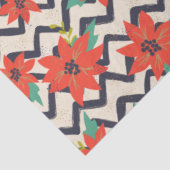 クリスマスレッドポインセティアブラック&ホワイトシェブロン 薄葉紙 (詳細)