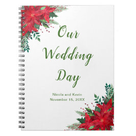 クリスマスレッドポインセティシアフラワーズウェディングプランナー ノートブック