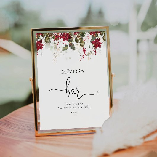 クリスマスレッドポインセティシアミモサバーサイン 台座サイン