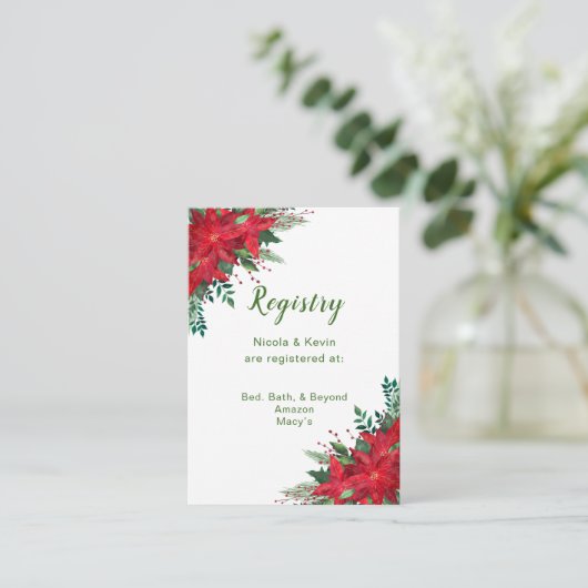 クリスマスレッドポインセテ結婚ィアの登記簿 エンクロージャーカード (スタンド正面)