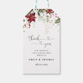 クリスマスレッドポインセテ結婚ィアの贈り物ラベル ギフトタグ (正面)