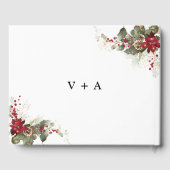 クリスマスレッドポインセテ結婚ィアズゲストブック ゲストブック (裏面)