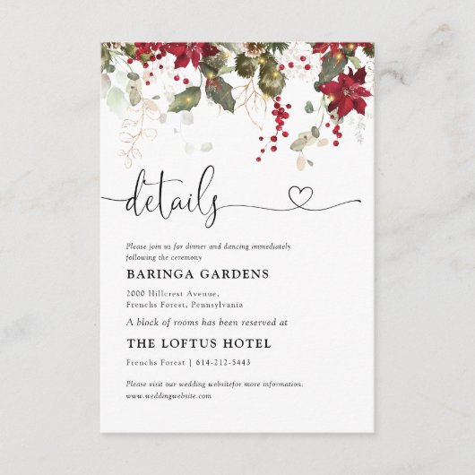 クリスマスレッドポインセテ結婚ィア詳細 エンクロージャーカード (正面)