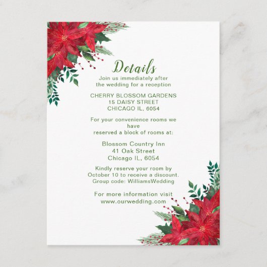 クリスマスレッドポインセテ結婚ィア詳細 エンクロージャーカード (正面)