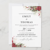 クリスマスレッドポ結婚インセチアの式典 招待状 (正面)