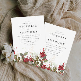 クリスマスレッドポ結婚インセチアの式典 招待状