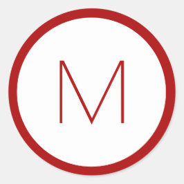 クリスマスレッドミニマリストホリデーモノグラムレター ラウンドシール