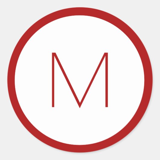 クリスマスレッドミニマリストホリデーモノグラムレター ラウンドシール (正面)