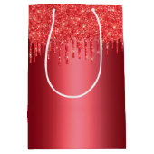 クリスマスレッドメタリックドリッピンググリッター抱き枕 ミディアムペーパーバッグ (正面)