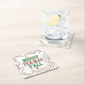 クリスマスレッドメリーとグリーンテックス – マスY'all スクエアペーパーコースター (インサイチュ)