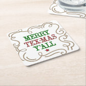 クリスマスレッドメリーとグリーンテックス – マスY'all スクエアペーパーコースター (アングル)