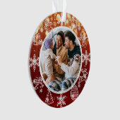 クリスマスレッドライト両面ネーム&年写真 オーナメント (正面)