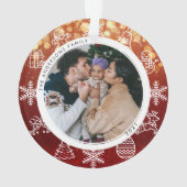 クリスマスレッドライト両面ネーム&年写真 オーナメント (裏面)