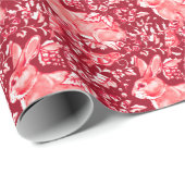 クリスマスレッドラビットウッドランド花柄 ラッピングペーパー (ロールコーナー)