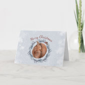 クリスマスレッドリス松リース水色 シーズンカード (正面)