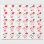 クリスマスレッドレースティーポット ラッピングペーパー (フラット)