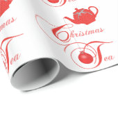 クリスマスレッドレースティーポット ラッピングペーパー (ロールコーナー)
