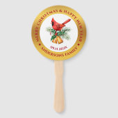 クリスマスレッドロビンオーナメント金ゴールドと白 ハンドファン (裏面)