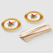 クリスマスレッドロビンオーナメント金ゴールドと白 ハンドファン (組立なし)