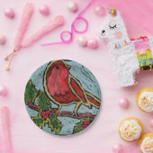 クリスマスレッドロビン、グリーンホリーレッドベリー ペーパープレート (パーティー)