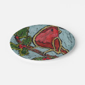 クリスマスレッドロビン、グリーンホリーレッドベリー ペーパープレート (アングル)
